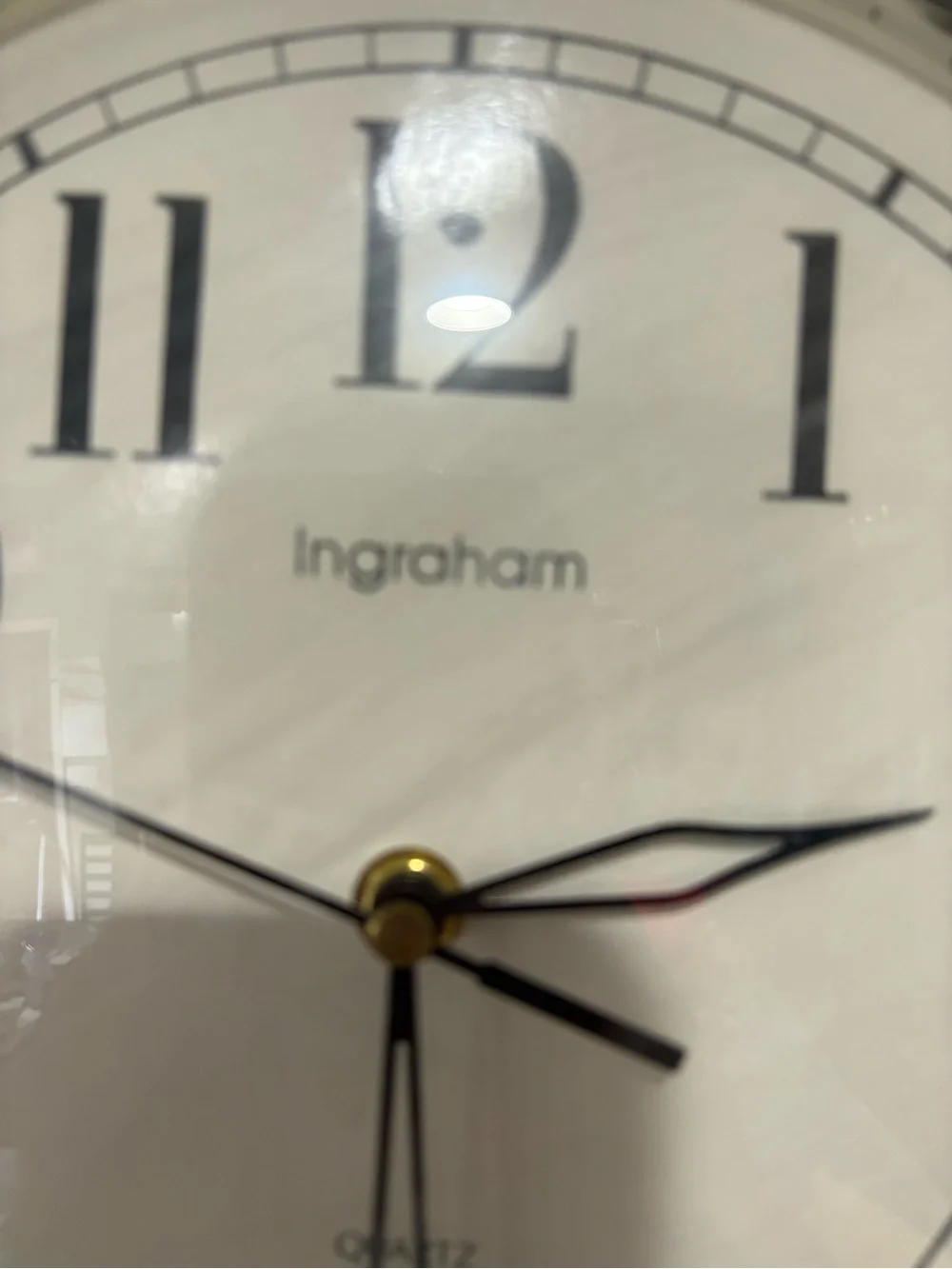 Vintage Ingraham Quartz Wall Clock - Blue Faux Marble/Granite Border (12